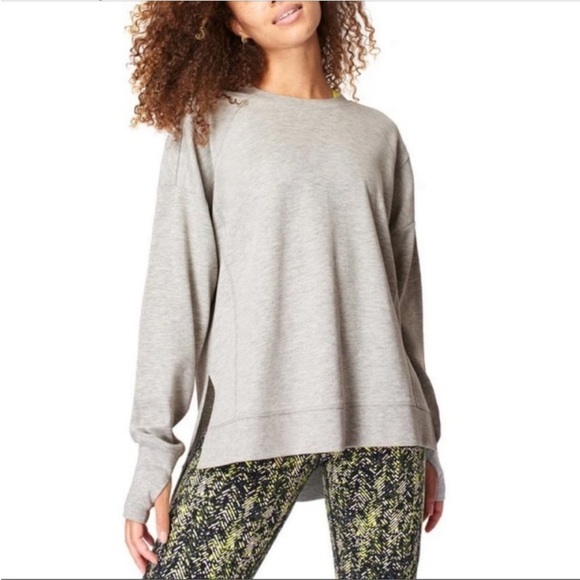Sweaty Betty After Class Pullover Sweatshirt Light Heathered Gray Oversized - Picture 12 of 12